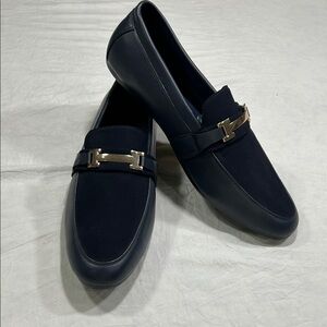 Stylish Navy Loafers with Gold Detail